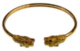 18k Yellow Gold, Enamel and Ruby Flexible Cuff Bracelet