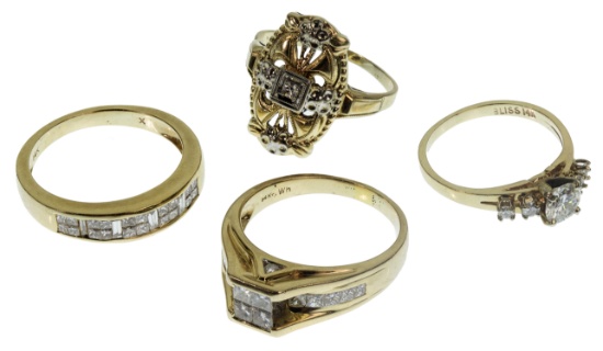 14k Yellow Gold and Diamond Ring Assortment