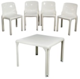 Vico Magistretti for Artemide 'Selene' Fiberglass Table and Chairs