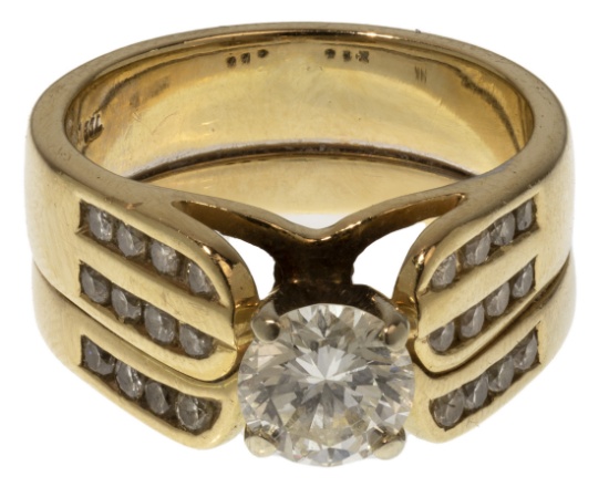 14k Yellow Gold and Diamond Ring