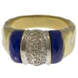 18k Yellow Gold, Semi-Precious Gemstone and Diamond Ring