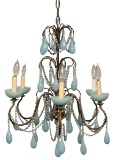 Blue Opaline Glass Swag Chandelier