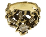 14k Yellow Gold and Diamond Cast Ring