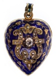 14k Yellow Gold, Enamel and Diamond Locket