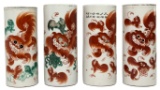 Chinese Iron Red on White Porcelain Vases