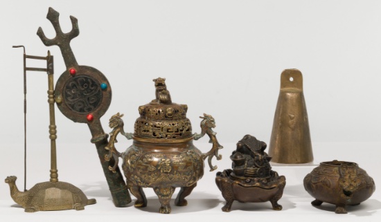 Asian Bronze Decorative Object Assortment