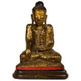 Southeast Asian Carved Wood Buddha Sculpture