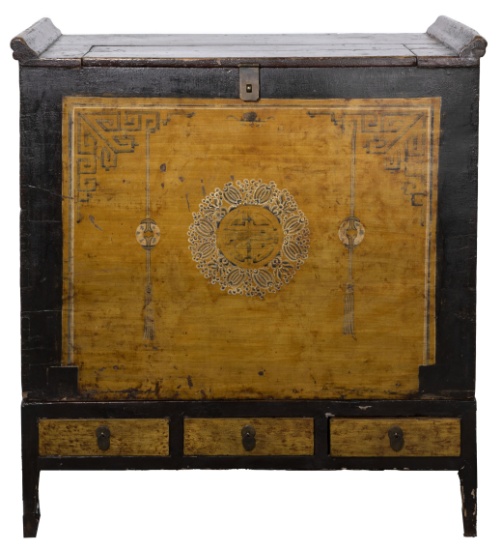 Chinese Mongolian Painted and Lacquered Trunk