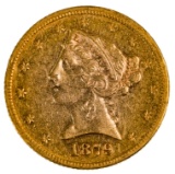 1879 $5 Gold AU Details Ex-Jewelry