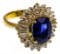 18k Yellow Gold, Sapphire and Diamond Cocktail Ring