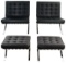 Mies van der Rohe Barcelona Style Chairs and Ottomans