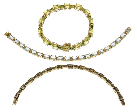 14k Yellow Gold and Semi-Precious Gemstone Bracelet Assortment
