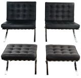 Mies van der Rohe Barcelona Style Chairs and Ottomans