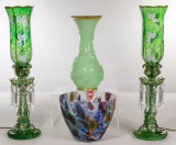 (Attributed to) Baccarat Green Opaline 'Vases de Fantaisie'