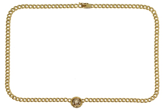 14k Yellow Gold and Diamond Necklace