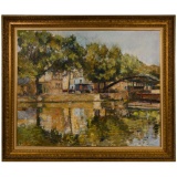 Arthur Fillon (French, 1900-1974) 'Canal St. Martin' Oil on Canvas