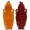 Chinese Yellow And Cherry Amber Style Vases