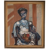 Fannie Burgheim Blumberg (American, 1894-1964) 'Portrait of Minnie 1960' Oil on Canvas