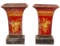 French Neoclassical Directoire Style Gilt and Red Metal Tole Vases