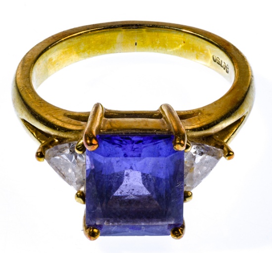 18k Yellow Gold, Tanzanite and Diamond Ring