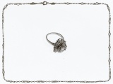 Platinum and Diamond Convertible Ring with Necklace