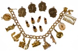 Mixed Gold and Silver Charm Bracelet and Charm Assortment