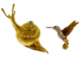 18k Yellow Gold Figural Brooches