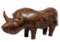 English Rhinoceros Form Brown Leather Foot Stool / Ottoman