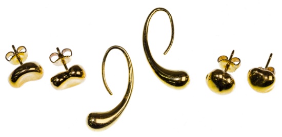 Elsa Peretti for Tiffany & Co 18k Yellow Gold Pierced Earring Assortment