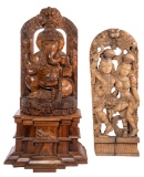 Indian Hindu Wood Deity Sculptures