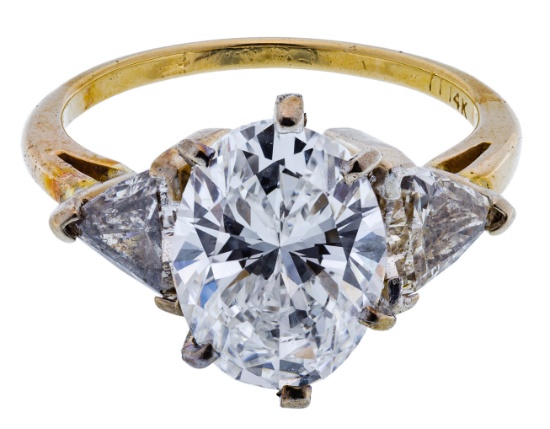 14k Yellow Gold and GIA 4-Carat, E, VS-2 Diamond Ring