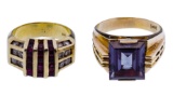 14k and 10k Yellow Gold, Ruby / Sapphire and Diamond Rings