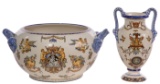 French Gein Faience Vase and Bowl