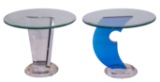 Glass and Lucite Side Tables