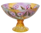 David Foglia Reverse Painted Art Glass Footed Bowl