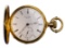 H & O Perret 18k Yellow Gold Hunt Case Pocket Watch