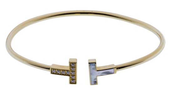 Tiffany & Co 18k Yellow Gold and Diamond 'T' Bracelet