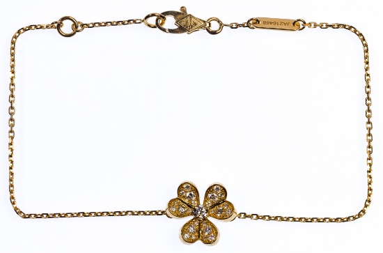 Van Cleef and Arpels 18k Yellow Gold and Diamond 'Frivole' Bracelet