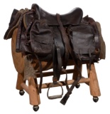 Brown Leather Horse Saddle and Saddle Bags
