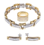 18k and 14k Gold and Diamond Jewelry Suite