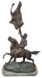 After Frederic Remington (American, 1861-1909) 'Buffalo Signal' Bronze Sculpture