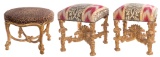 Mike Bell Upholstered Giltwood Stools
