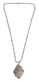 Platinum and Diamond Necklace and 18k White Gold and Diamond Pendant