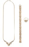14k and 10k Yellow Gold and Diamond Jewelry Suite