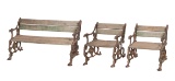 Cast Iron and Wood Outdoor Seating Suite