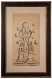 Fortunato Depero (Italian, 1892-1960) Charcoal on Paper