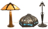 Art Nouveau Style Slag Glass Table Lamps