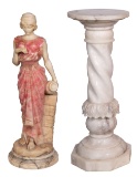 Marble Statue and Alabaster Pedestal