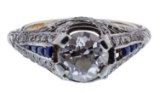 Platinum / 14k White Gold, Sapphire and Diamond Ring