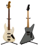 Electric 4-String Bass Guitar and 6-String Guitar